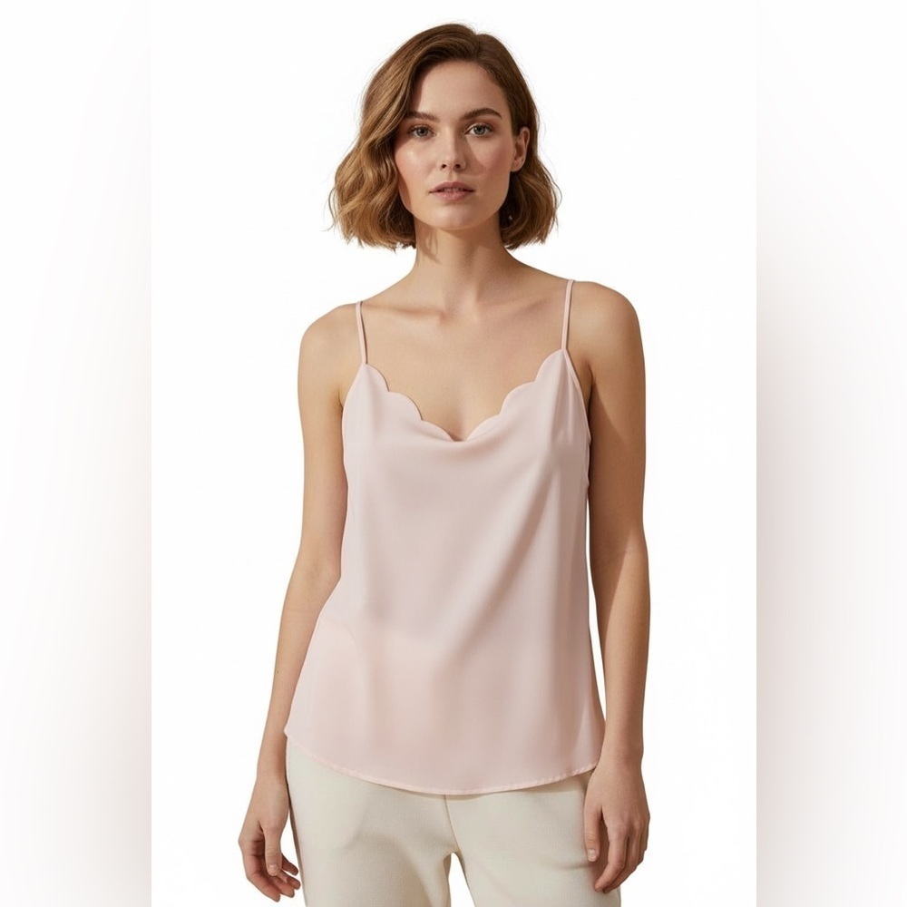 Halogen White Scalloped Hem Cami Top Size I